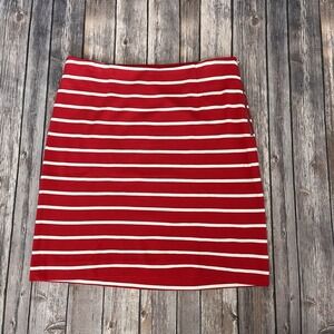 Banana Republic Ponte Knit Pencil Skirt Women 8 M Red White Straight Preppy Mini